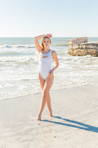 Chinca Pilar in White One Piece Swimsuit