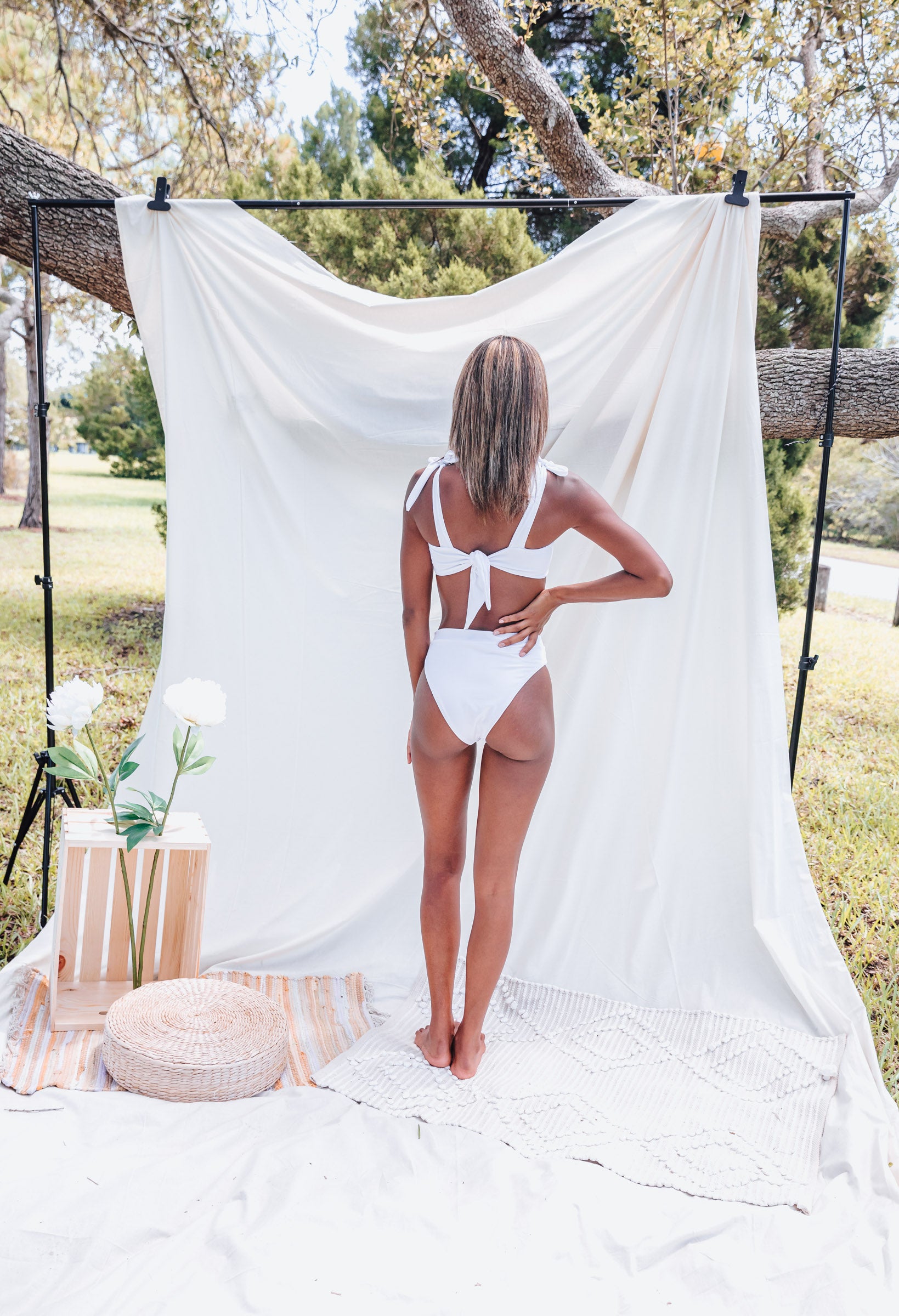 Chinca Peony White Bikini Top