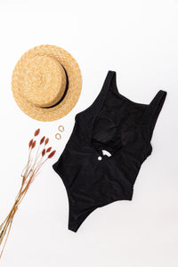Chinca Lourdes in Black One Piece Swimsuit