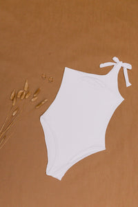 Chinca Pilar in White One Piece Swimsuit